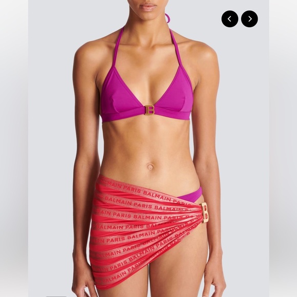 BALMAIN***Red Sarong Coverup Swimsuit***S/M $355 NWT - Picture 7 of 12